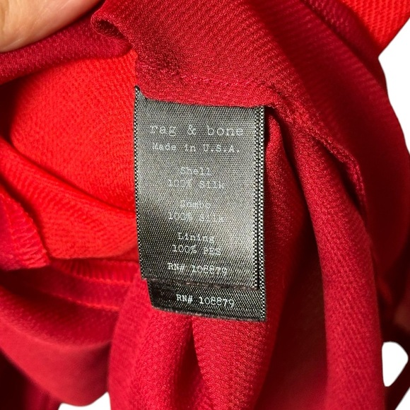Rag & Bone Size 6 Color Block High Low Sleeveless Top Collared 100% Silk Red - Picture 4 of 13
